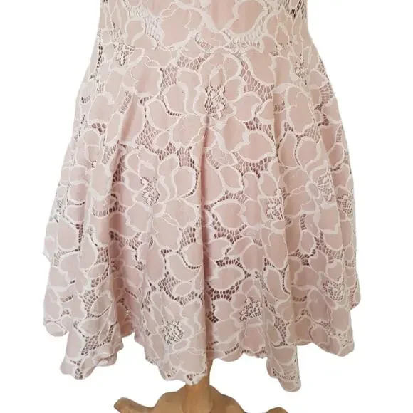 Tularosa Cyrus Lace Dress Pale Blush Fit And Flare Halter Neck Mini Size Small - Picture 10 of 13